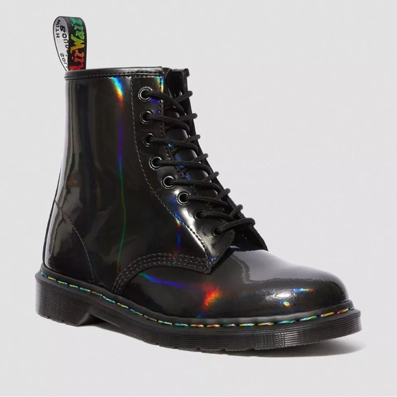 Martens 1460 Rainbow Patent Black Leather Holographic Combat